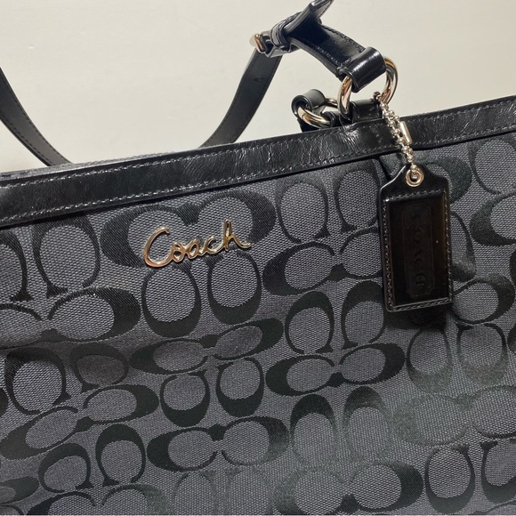 Coach Signature Gallery East West Black  Tote Handbag Purpose - Picture 6 of 16